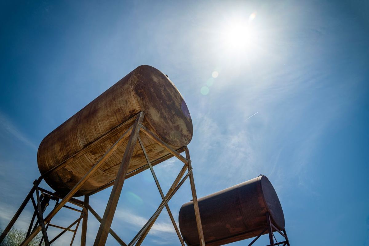 Visibly corroded tanks due for an inspection